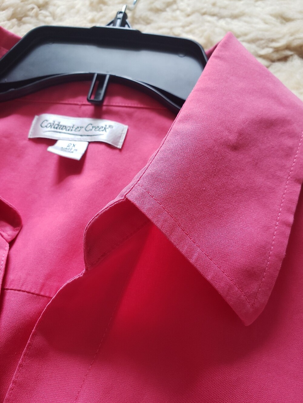 Coldwater Creek Pink Short Sleeve Cotton Blouse 2X - Picture 9 of 10